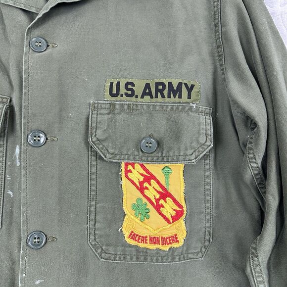 Vietnam War US Army Field Shirt OG-107 Named Armored Cavalry Unit Crest Patches - Picture 4 of 15